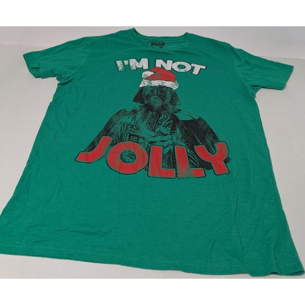 Mens Green Darth Vader Star Wars I'm Not Jolly Christmas Holiday TShirt Lg